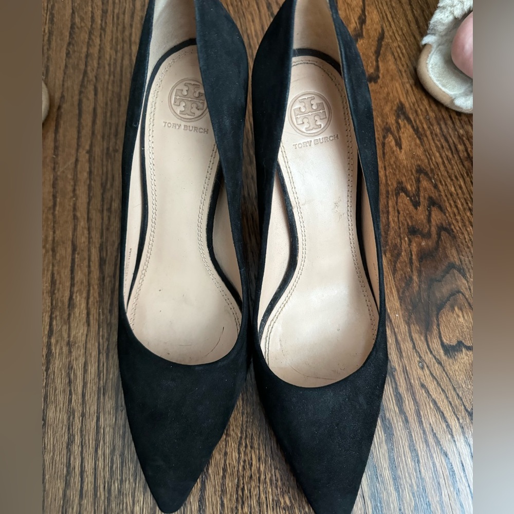 Tory Burch black suede heels, size 10